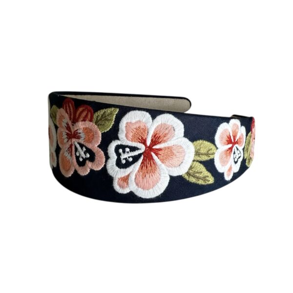 Bunadshårbøyle håndbrodert – #3 Navy/rosa
