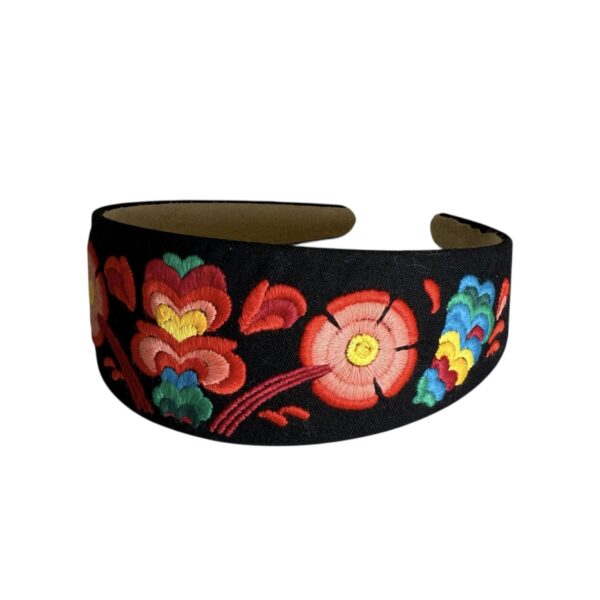 Bunadshårbøyle håndbrodert – #4 Sort/multicolor