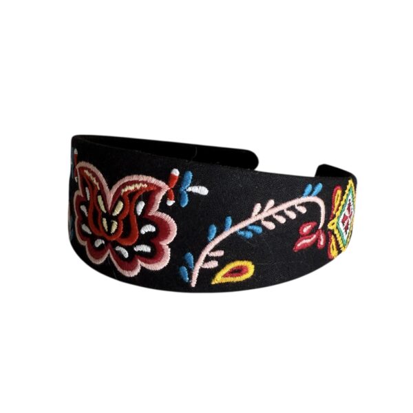 Bunadshårbøyle håndbrodert – #7 Sort/multicolor
