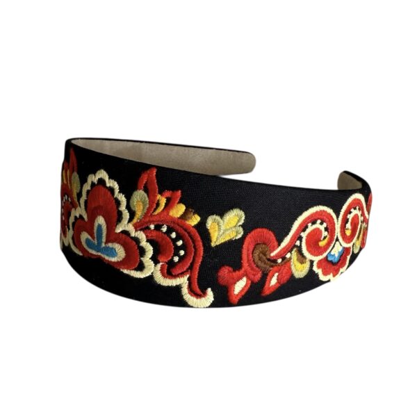 Bunadshårbøyle håndbrodert – #2 Sort/multicolor