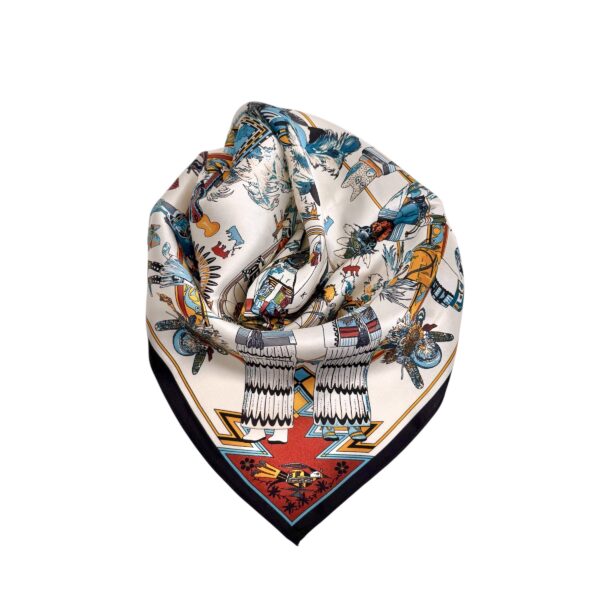 Små silkeskjerf 53×53 – #43 Hvit/blå multicolor