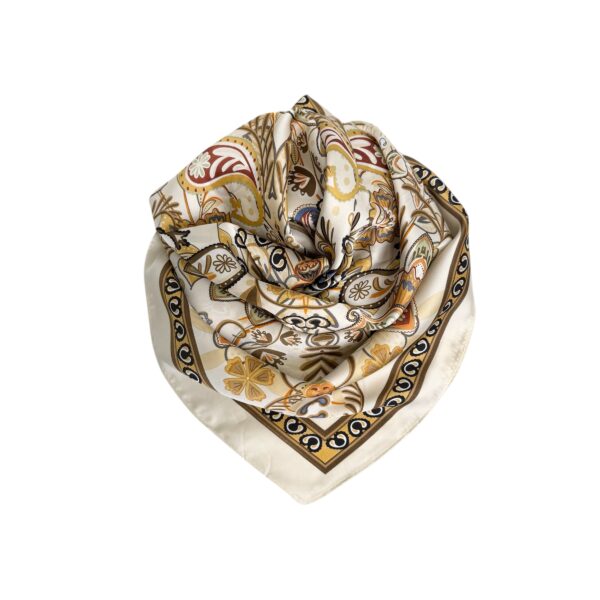 Silke viskose skjerf – #1 Creme/bruntoner multicolor