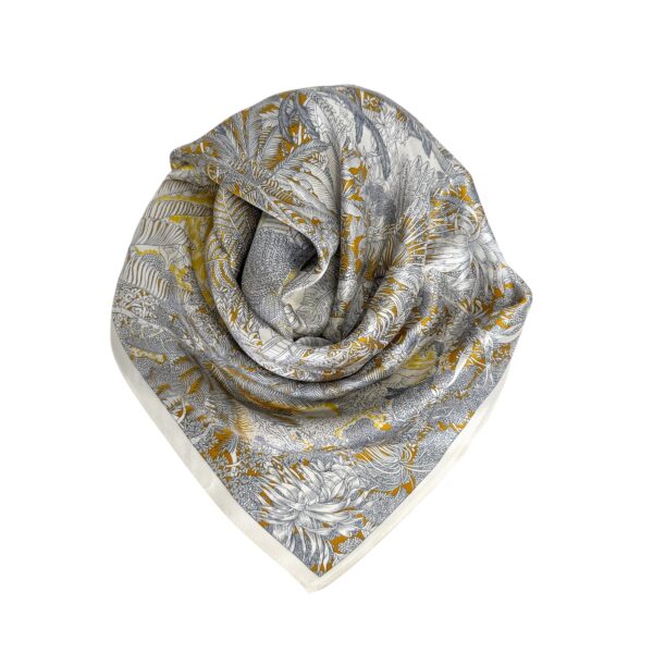Store silkeskjerf 65×65 – #2 Hvit/gull