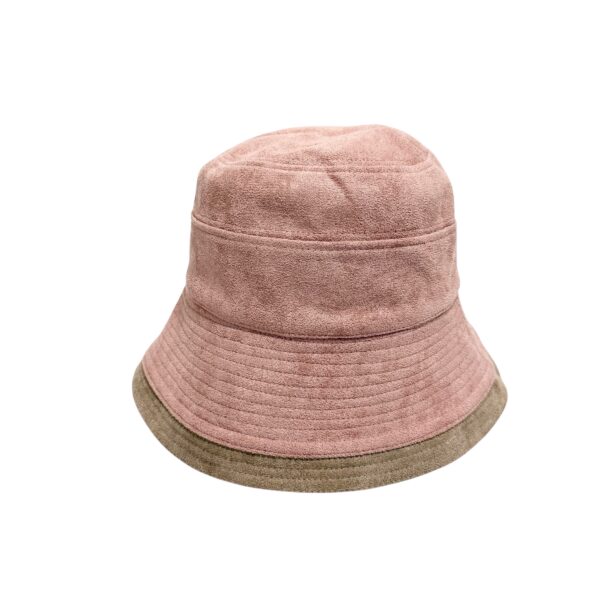 Bøttehatt semsket skinn look – Dusty pink/beige