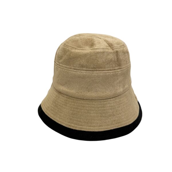 Bøttehatt semsket skinn look – Sort/beige