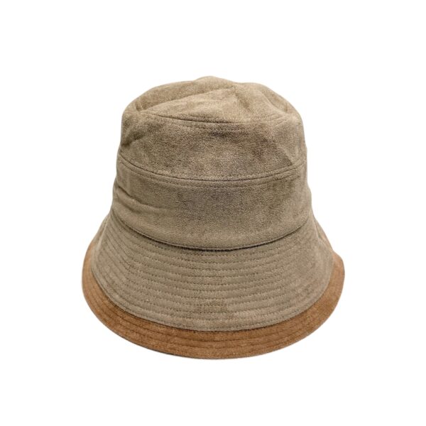 Bøttehatt semsket skinn look – Lys brun/beige
