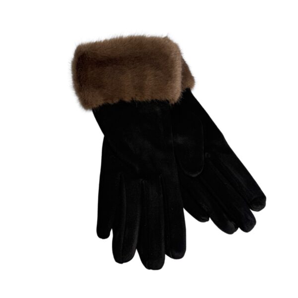 Exclusive hansker med fuskepels – Sort/taupe