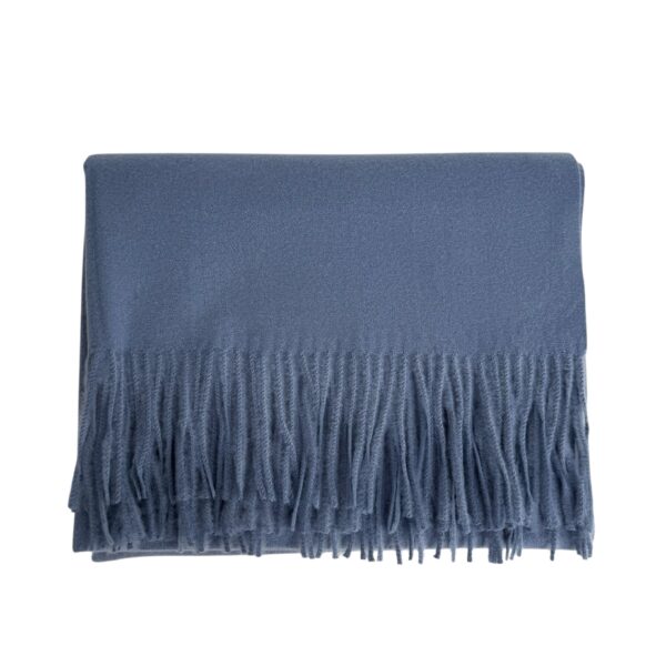 Nye ull/cashmere skjerf med frynser – #28 Jeansblå