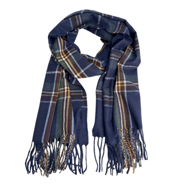 Ull/cashmere ruteskjerf – #2 Blå/grønn