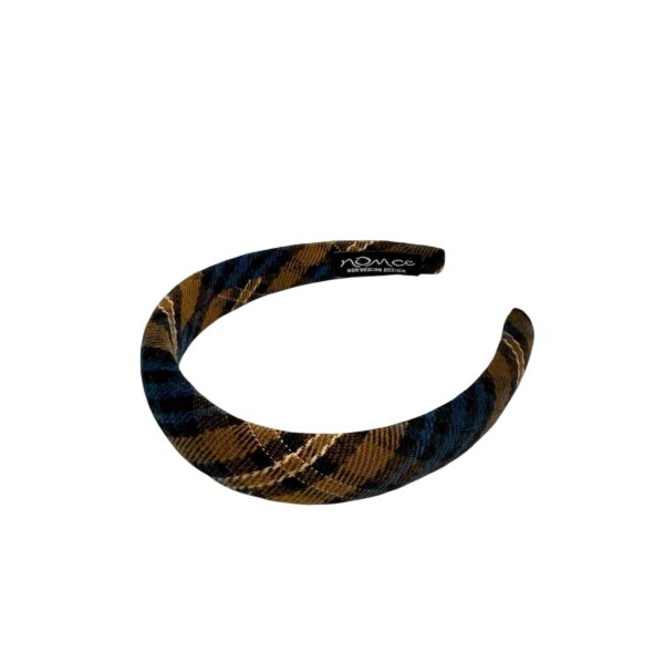 Blair rutete hårbøyle polstret – Navy/brun