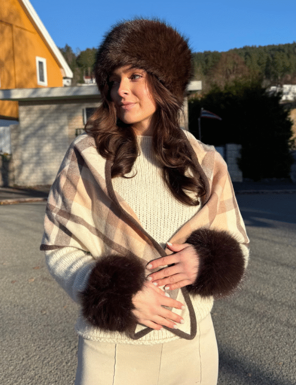 Oxford trekant skjerf – Creme/taupe/beige