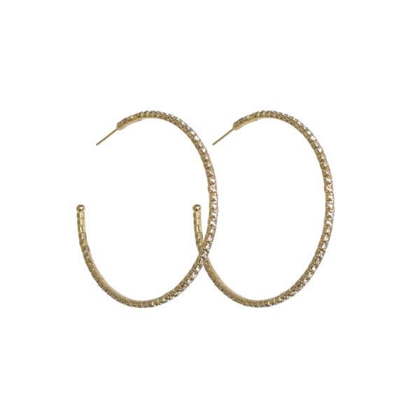 Hoops med små stener (40mm) – Gull/klar