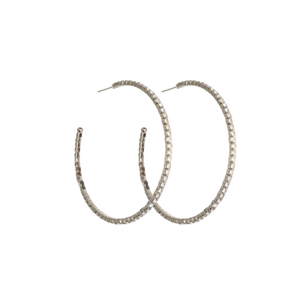 Hoops med små stener (40mm) – Sølv/klar