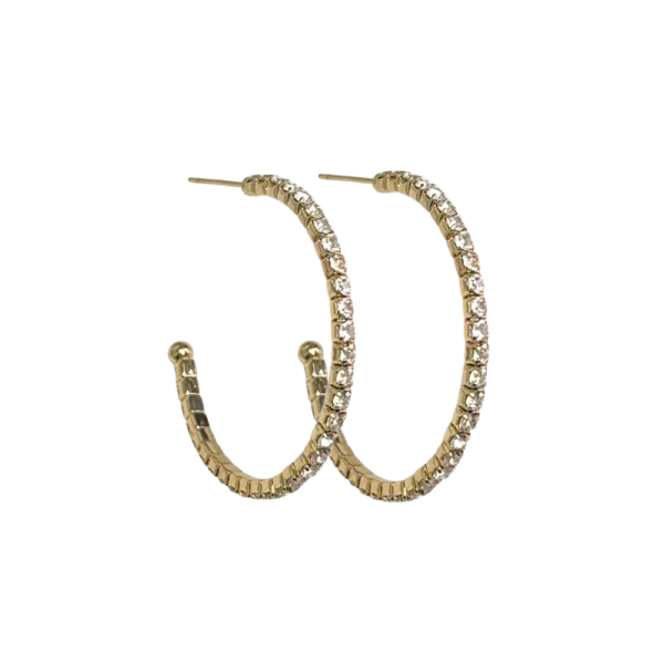 Hoops med små stener (30mm) – Gull/klar