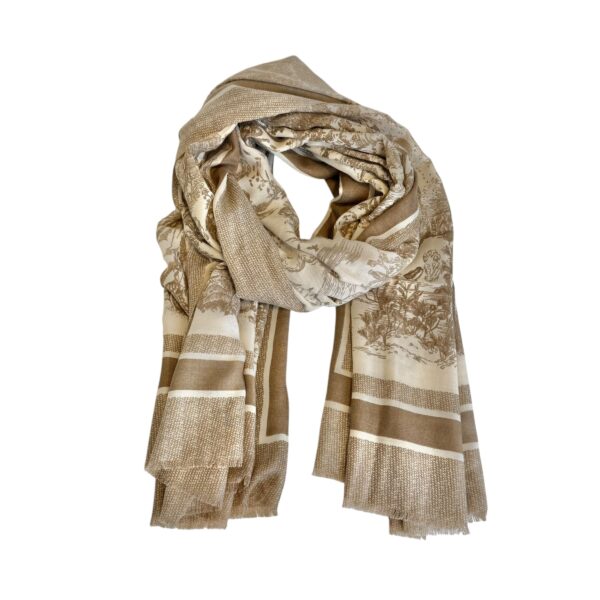 Louise skjerf med naturmotiv – #02 Taupe