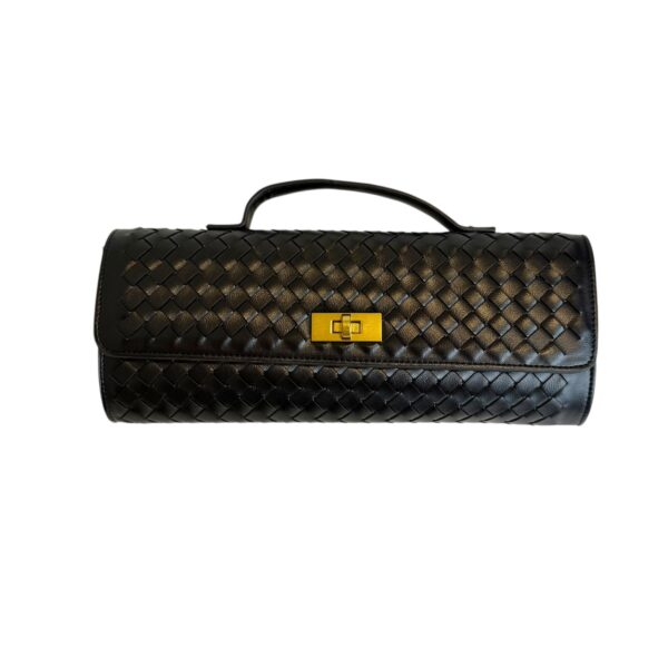 Flettet vegansk clutch – Sort