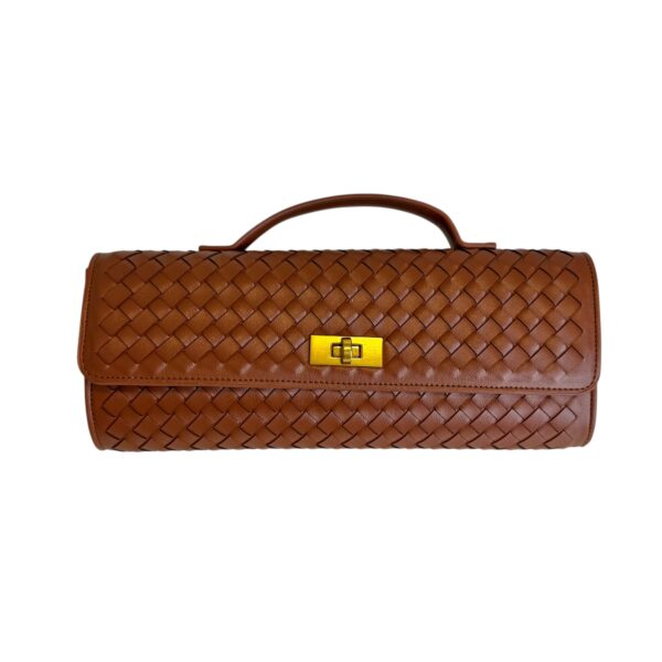Flettet vegansk clutch – Cognac