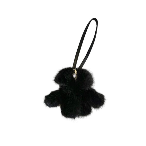Bag charm fuskepelsjakke – Sort