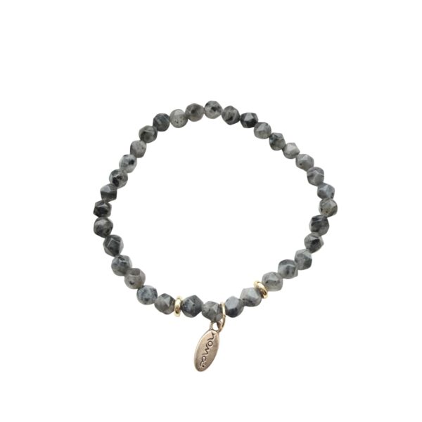 Rock beads armbånd herre – Grå – gullkule