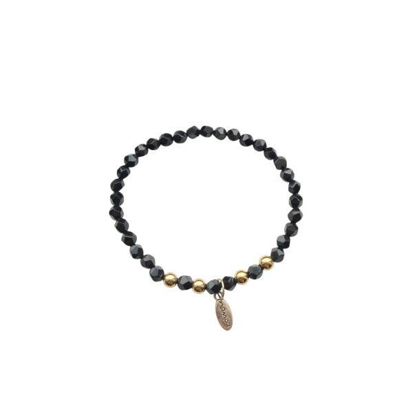 Rock beads armbånd m. gullkuler herre – Sort m. flere kuler