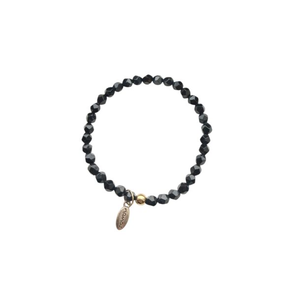 Rock beads armbånd m. gullkuler herre – Sort m. én kule