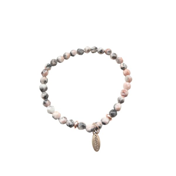 Rock beads armbånd herre – Rosa/grå – gullkule