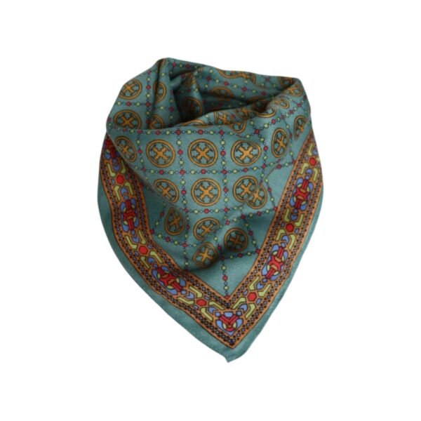 OUTLET Skjerf square bomull/viskose – #09 Turkis multicolor