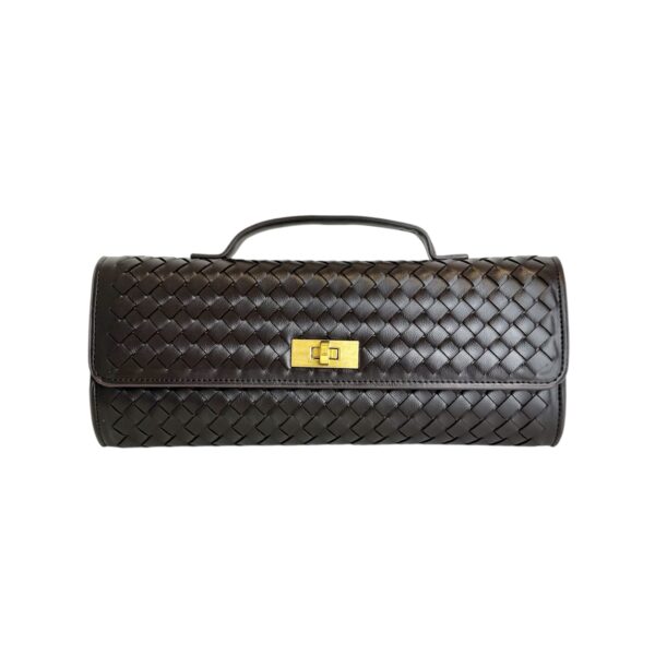 Flettet vegansk clutch – Mørk brun
