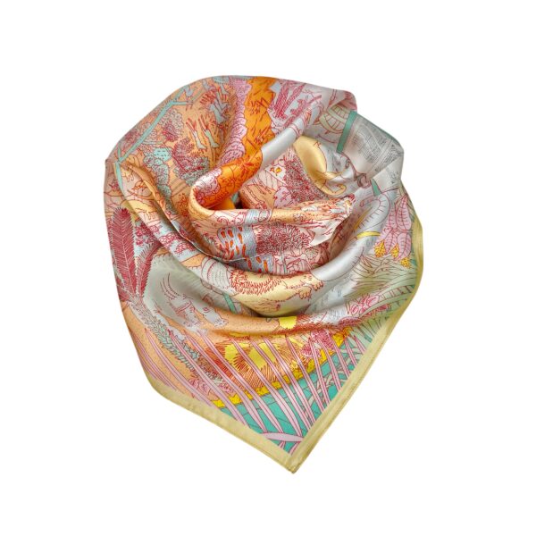 Store silkeskjerf 65×65 – #5 Gul multicolor