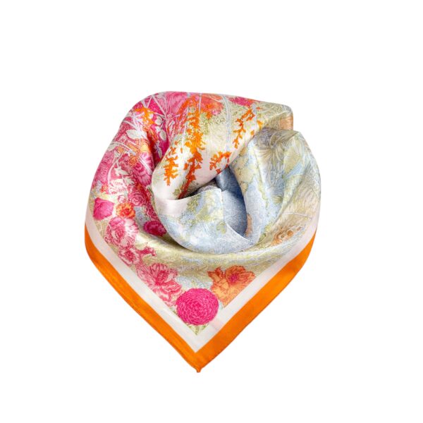 Små silkeskjerf 53×53 – #77 Oransje/rosa/blå/grønn