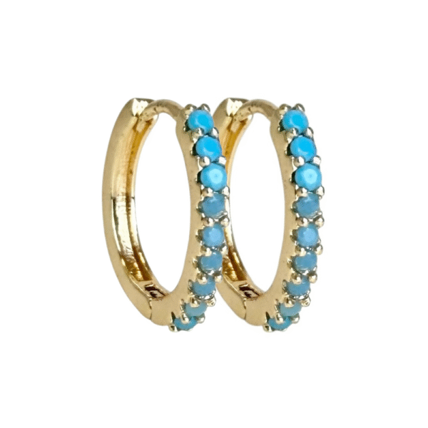 Ørering 1 rad stener – Turkis opal