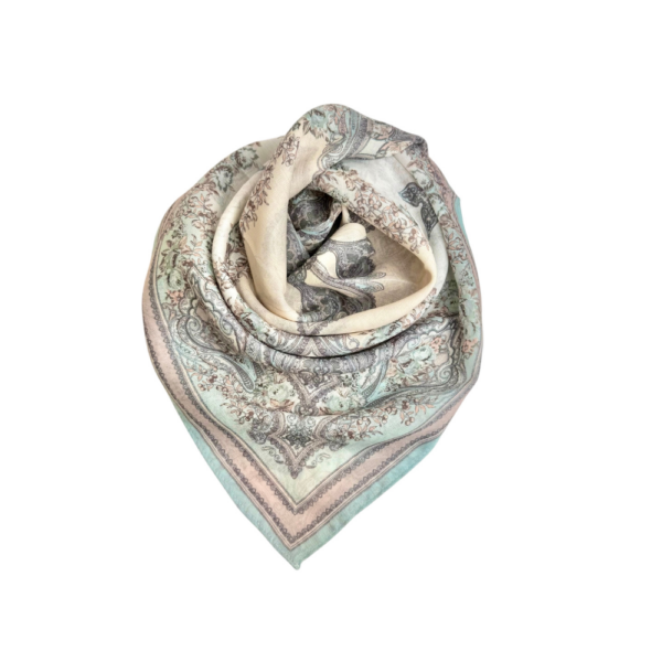Skjerf square bomull/viskose – #48 Dusty green/rosa