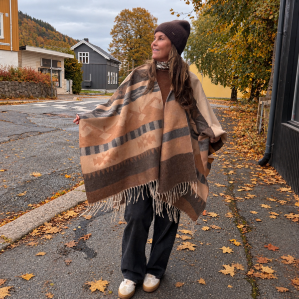 Inka poncho – Bruntoner/grå