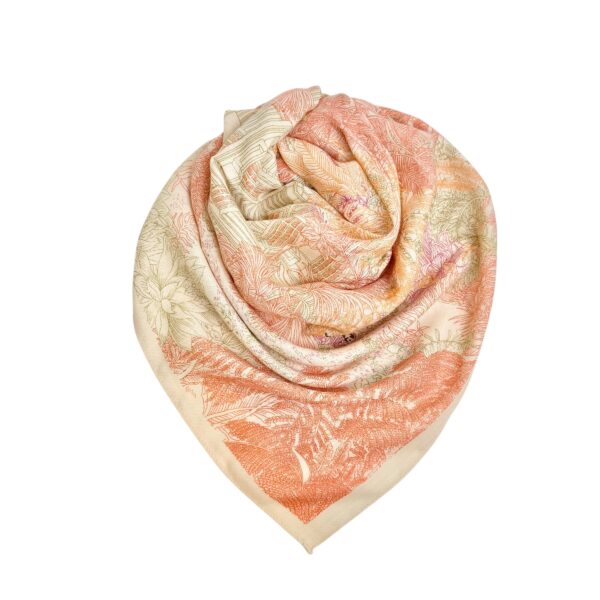 Skjerf square bomull/viskose 90×90 – #04 Oransje/rosa/grønn