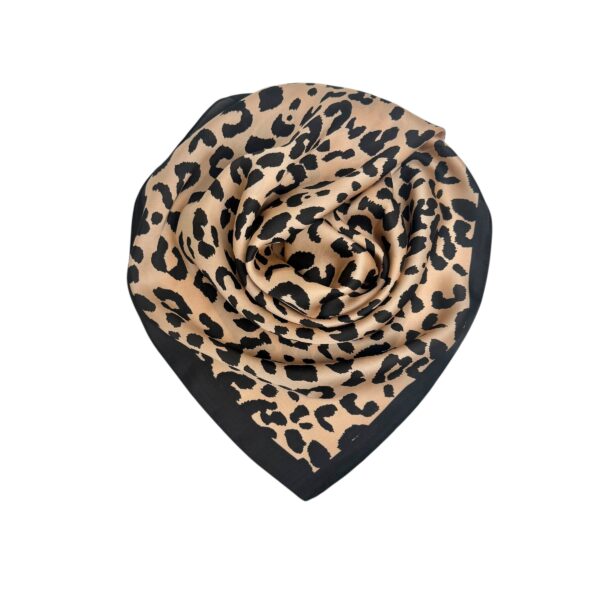 Sateng/polyester skjerf –  #03 Sort/brun leo