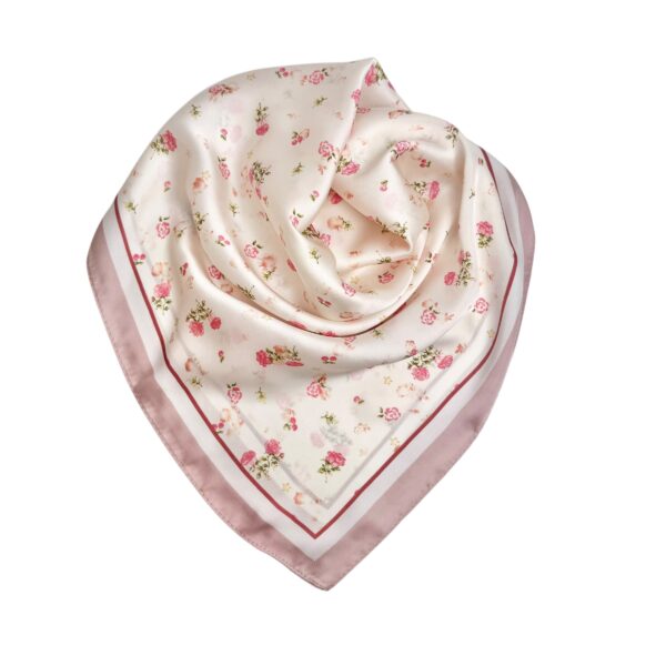 Sateng/polyester skjerf – #04 Rosa/creme