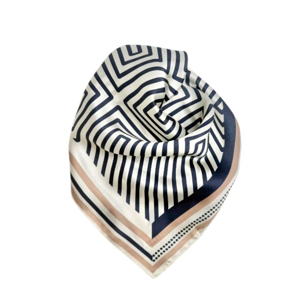 Små silkeskjerf 53×53 –  #74 Creme/brun/navy