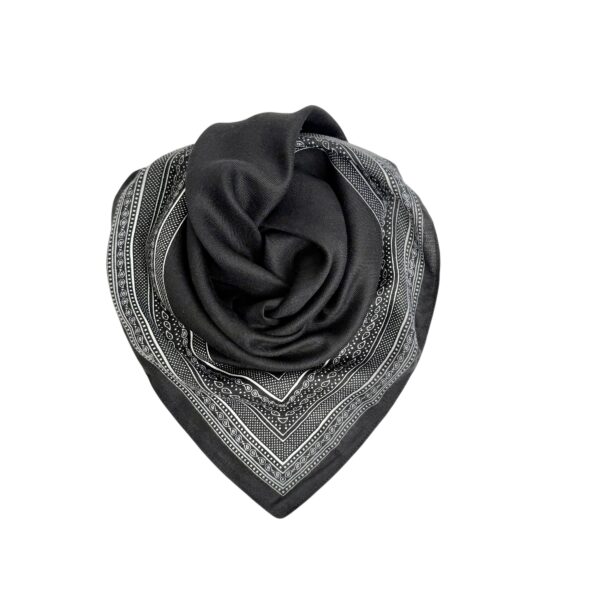 Skjerf square bomull/viskose – #44 Sort/creme