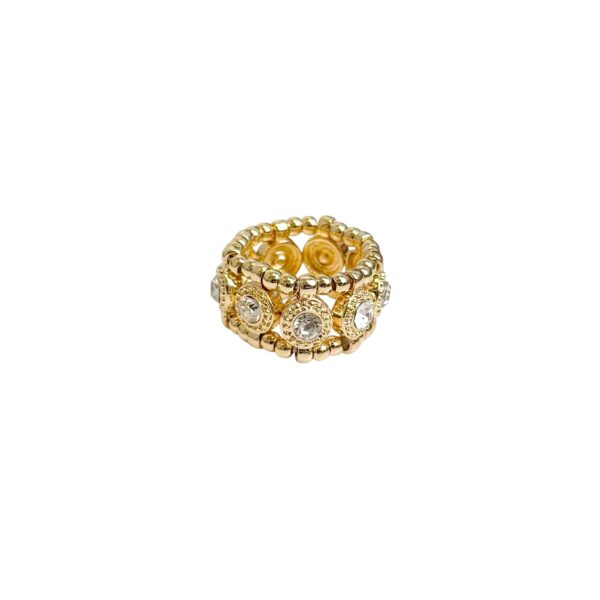 Ring strikk perler og stener – Gull