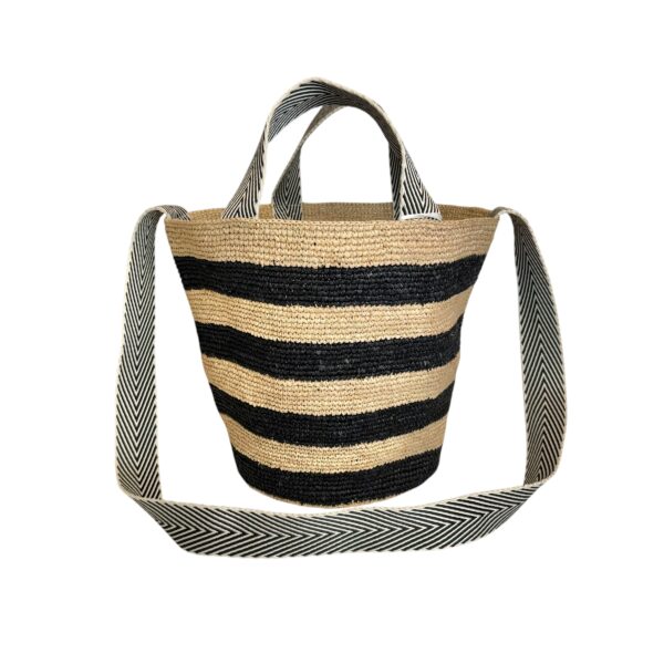 Liten håndlaget sisalbag – #04 Natur/sort