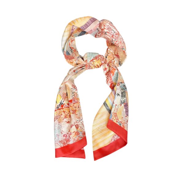 Lange smale skjerf/belte –  Rød/teracotta mix