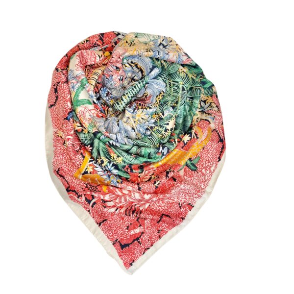 Stort skjerf/badesjal –  Rosa/grønn mix