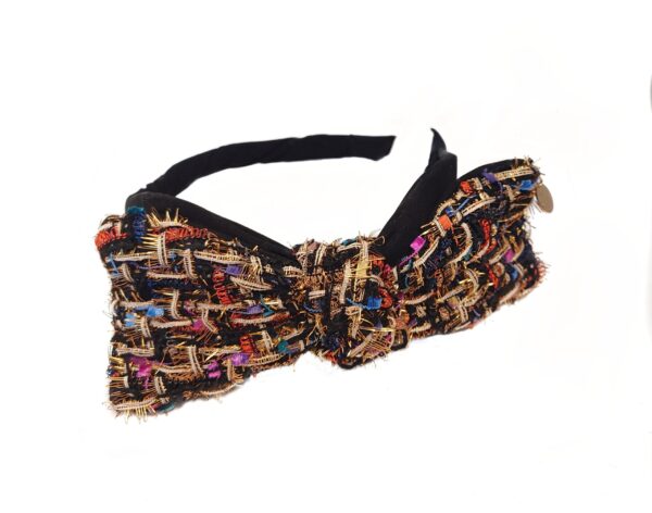 Hårbøyle bouclè sløyfe – Sort multicolor
