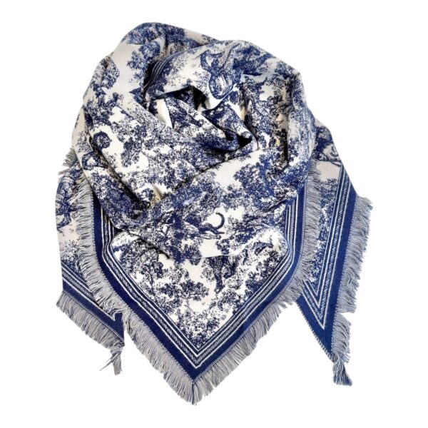 Charlene trekantskjerf natur – Navy/creme