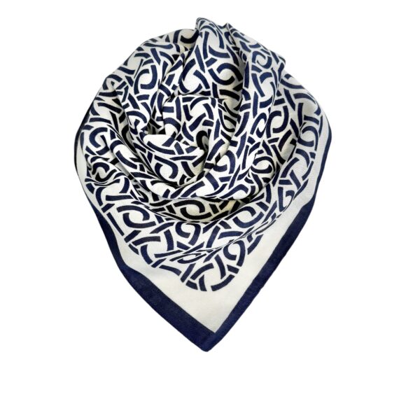 Skjerf square bomull/viskose – #37 Navy/creme