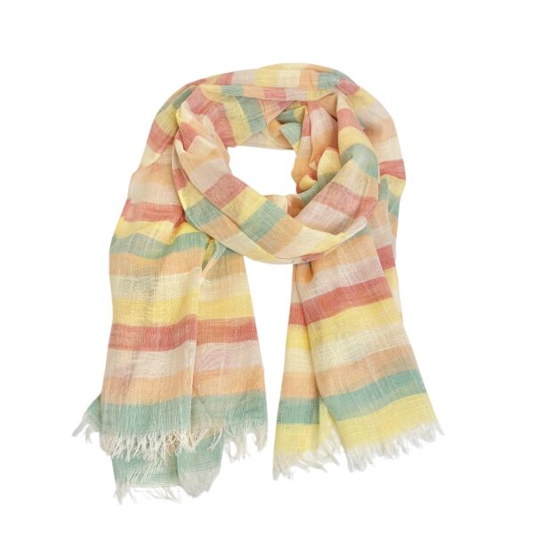 Lett sommer-skjerf i striper – Multicolor