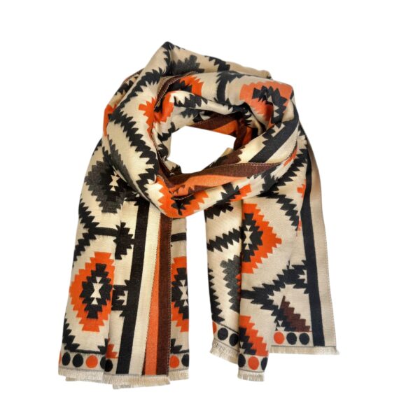 Inka skjerf – Oransje/burgunder/creme