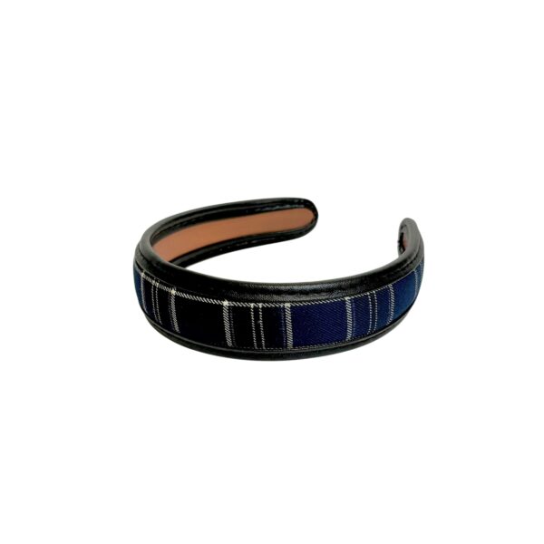 Oxford hårbøyle ruter leather look kant – Navy/sort