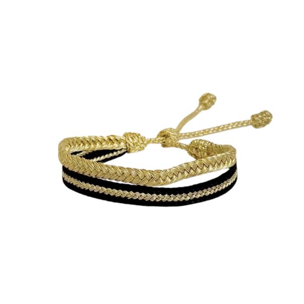 Håndlagde armbånd brede Marrakesh – Gull/sort todelt