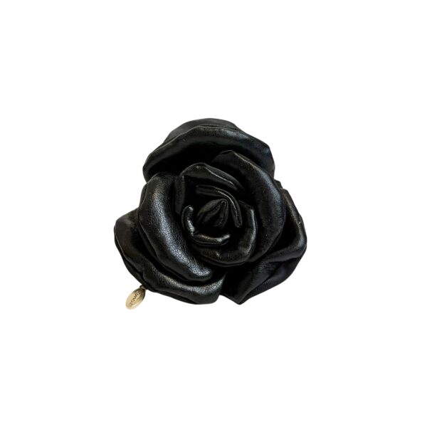 Angelina hårklype blomst leather look – Sort